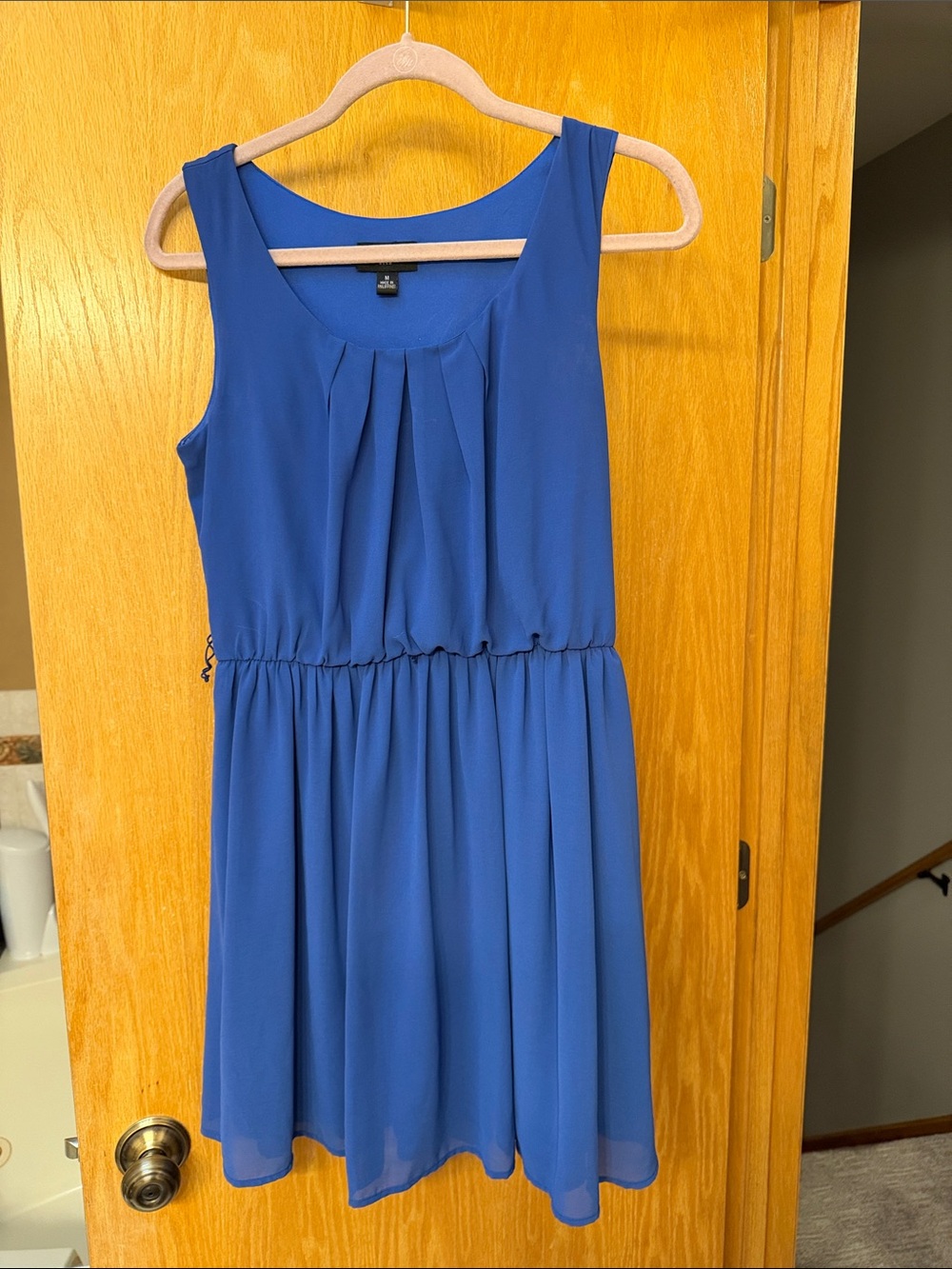 Iz Byer Royal Blue Pleated Chiffon Top